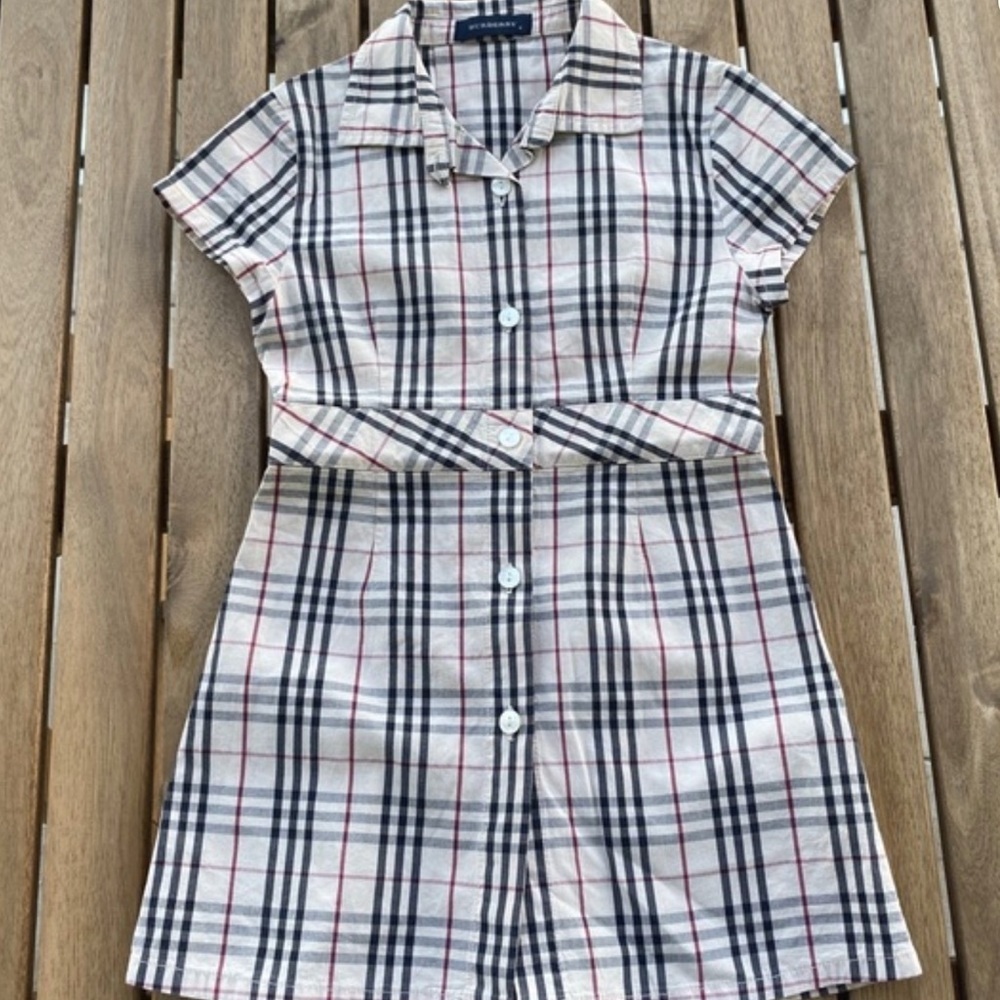 Baby kid dress button down 2T Burberry short sleeves beige